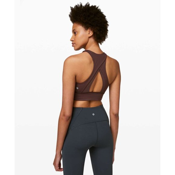 Lululemon Cherry Cola High Neck Medium Support Racerback Activewear Ignite Bra - Picture 4 of 11